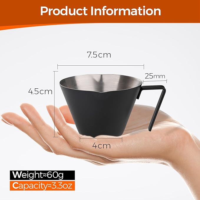 YARRAMATE 16oz/470ml Glass Olive Oil Sprayer (Navy), 100ml Metal Measuring Cup and Rechargeable Milk Frother
