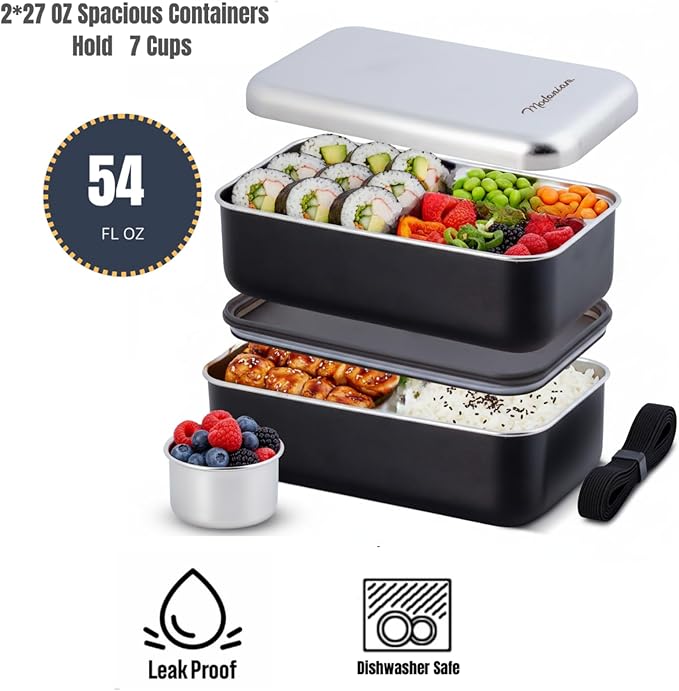 Modaniam Leak Proof Stainless Steel Bento Box, Stainless Steel Lunch Box For Adults, Metal Bento Box, Japanese Lunch Container, Large With Compartment, Korean Bentobox, Non Toxic, Microwave Safe