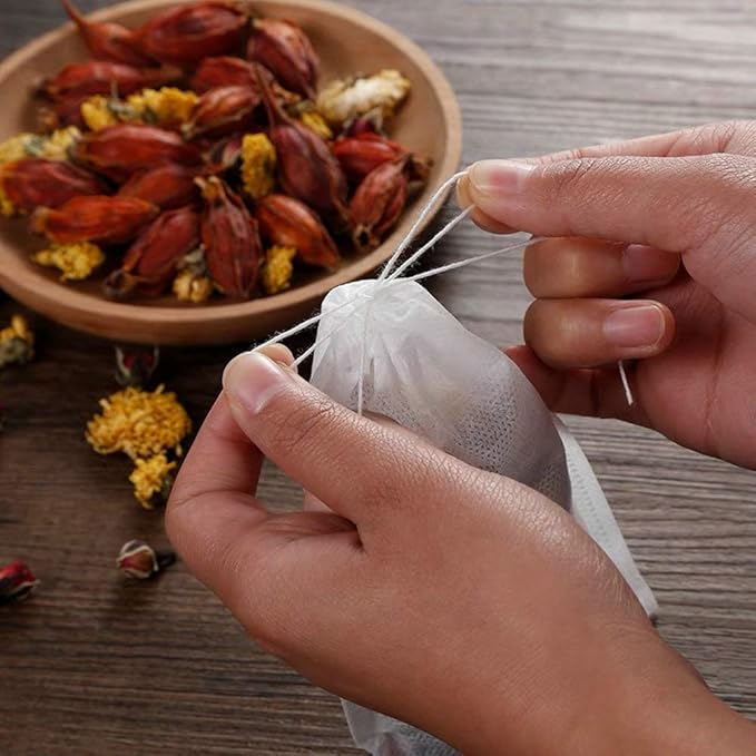 TamBee Disposable Drawstring Tea infusers Tea Filter Bags for Loose Tea Herbs 100Pcs 5.9" x 7.87" c for Brew Tea Cold Brew Coffee（ 5.9" x 7.87" /15 x 20cm） (100)