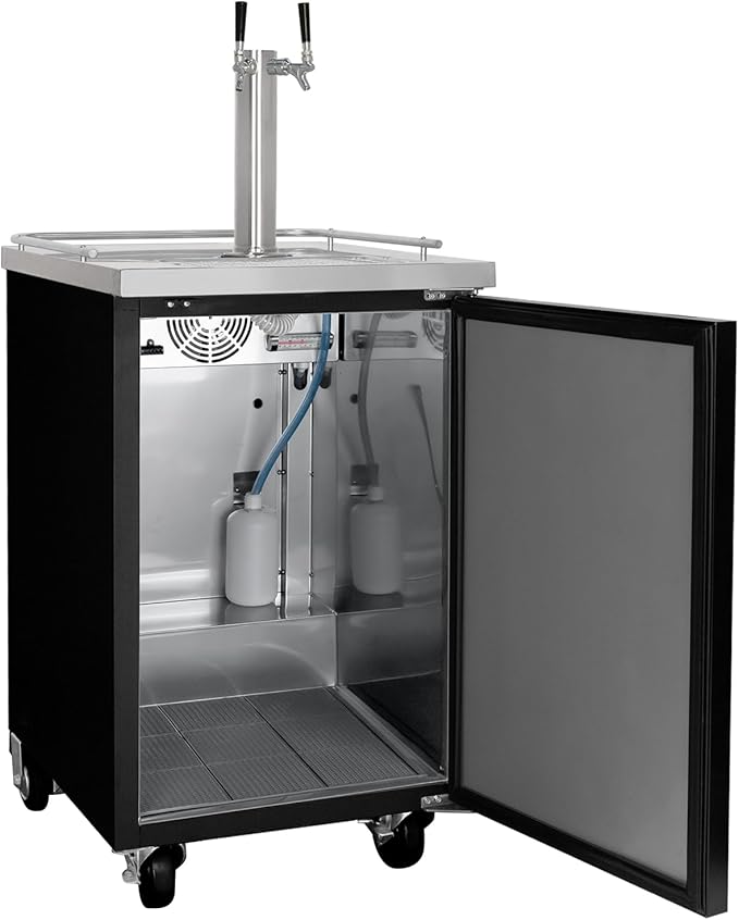 Kegco XCK-1B-2 24" Dual-Tap Commercial Kegerator – Stainless Steel Draft Beer Dispenser, Holds Full or Slim Kegs