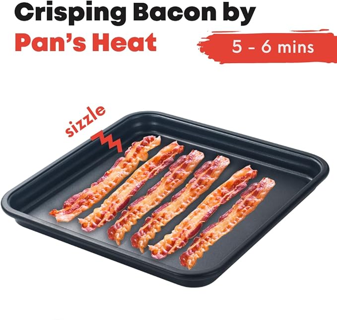 MACONEE Microwave Grill & Bacon Crisper - Panini Press, Sandwich Maker, and Crisping Tray for Fast, Crispy Meals