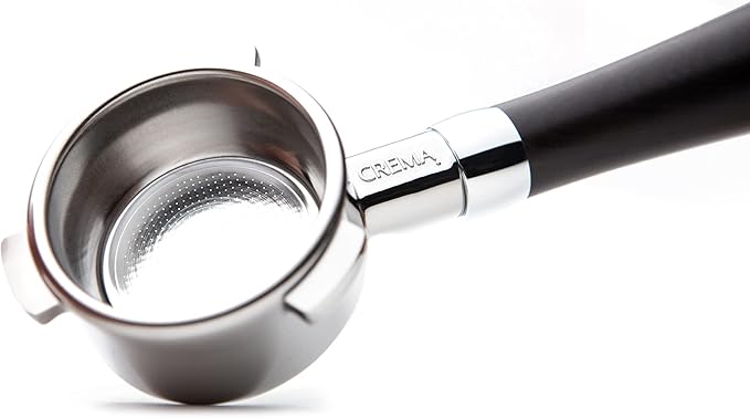 CREMA Coffee Products 54mm Bottomless Naked Portafilter | Compatible with 54mm Breville Machines | Includes Double Shot Filter Basket | Sandalwood