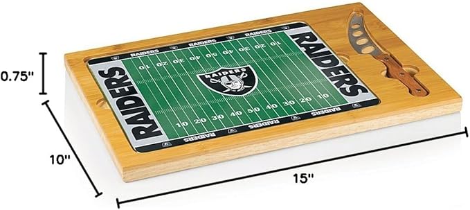PICNIC TIME NFL Football Field Icon Glass Top Cutting Board & Knife Set, (Parawood & Bamboo)