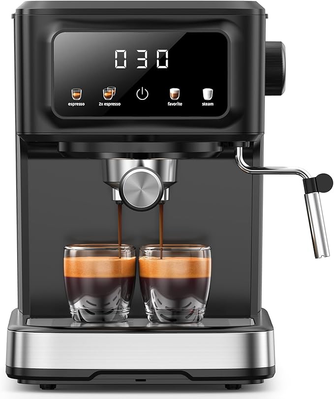 Espresso Machine 15 Bar Compact Electric Coffee Maker with Milk Frother for Latte & Cappuccino, Expresso Coffee Machines, Removable Water Tank, Ideal for Home and Office Use - Cafetera Espresso