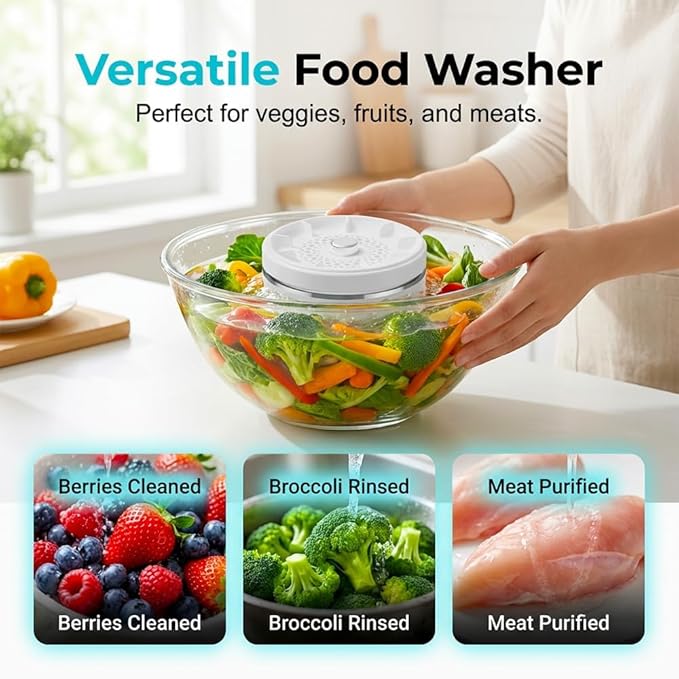 Fruit and Vegetable Washing Machine, 2026 New Fruit Cleaner Device Waterproof Fruit and Vegetable Purifier Clean Produce with Titanium Electrolysis Purification for Home Kitchen (1)