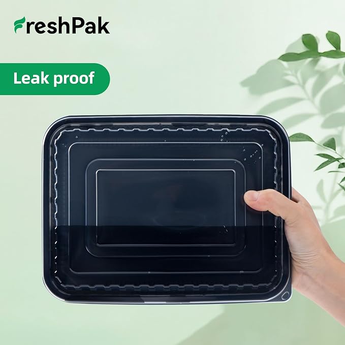 Meal Prep Containers Reusable 40 Pack 48oz - Shrink Wrap Leakproof | BPA Free Freezer & Microwave Safe Meal Prep | Portion Control Leftovers Food Container with Lid | Catering Takeout Boxes