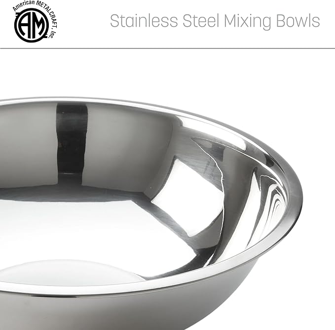 American METALCRAFT, Inc. SSB400 Stainless Steel Mixing Bowl, 10.5' Diameter, Silver, 4-Quart