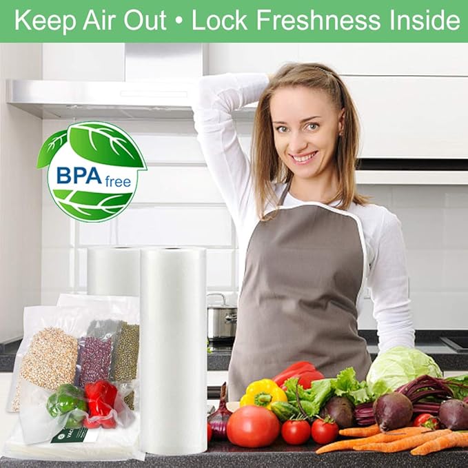 O2frepak 2 Rolls 11x50 and 8x50 (total 100 Feet) Vacuum Sealer Bags Rolls with BPA Free,Heavy Duty Vacuum Sealer Storage Bags Rolls,Cut to Size Roll,Great for Sous Vide Cooking