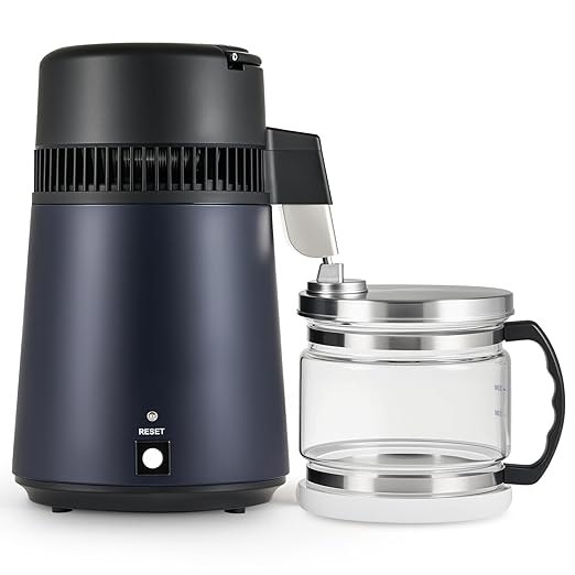 CO-Z 1.1 Gallon Water Distiller, 4L Countertop Distilled Water Machine with Glass Pot, 750W Distilled Water Maker for Pure Water, 304 Stainless Steel Water Distiller Machine for Home Office Travel