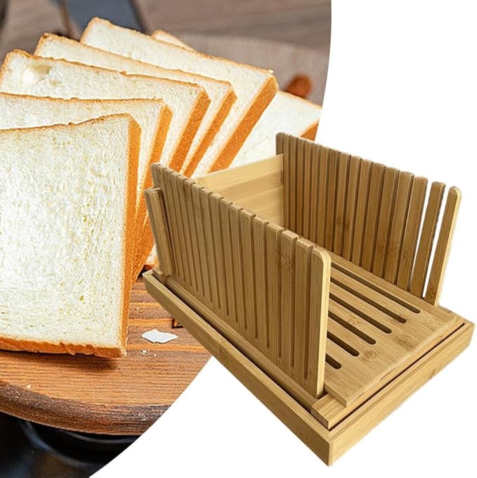 Fenteer Bamboo Bread Slicers Toast Slicers Manual Kitchen Tools Cutting Guide Bread Loaf Slicers Bread Slicers Machine for, Style B