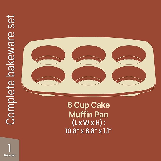 Bake with Elegance: 6-Cup Cake/Muffin Pan Set - Blue, Teal, Marble, Golden, Cream - Aluminized Steel with Ceramic Non-Stick Coating, PFOA & PFAS Free - Non-Toxic, Heavy-Duty Bakeware