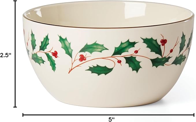 Lenox Serveware, Holiday Small Bowl, Service for 1, 14 Oz Made From Porcelain for Christmas Hosting, Christmas Decor, Dishwasher Safe, Soup and Salad Bowl (Multicolor, 2.5 Inch Height, 1 Piece)