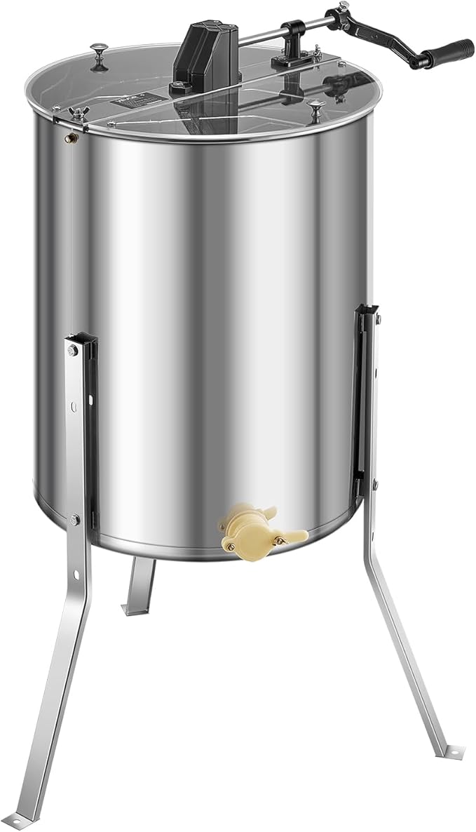 VEVOR Honey Extractor, 4/8 Frame Manual Honey Extractor with Transparent Lid, Stainless Steel Honeycomb Drum Spinner with Height Adjustable Stand, Honeycomb Extraction Equipment for Beekeeping