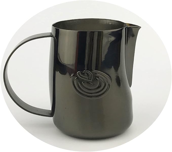 Barista Swag Curved Body Coffee Milk Frothing Cup for Espresso Machines Latte Art 500ml Steaming Pitchers (Mirror Black)