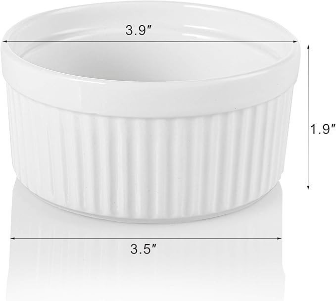 Foraineam 12 Pieces 8 oz Porcelain Souffle Dishes, Oven Safe Ramekins White Bakeware Set Dessert Custard Baking Dishes Cups for Baking, Cooking, Serving and More