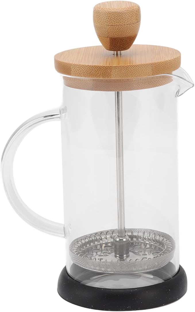 Heat Resistant Hand Brewing Filter French Press Borosilicate Borosilicate Tea Cafe Brewing Pot for Office Use (350ml Bamboo Cover)