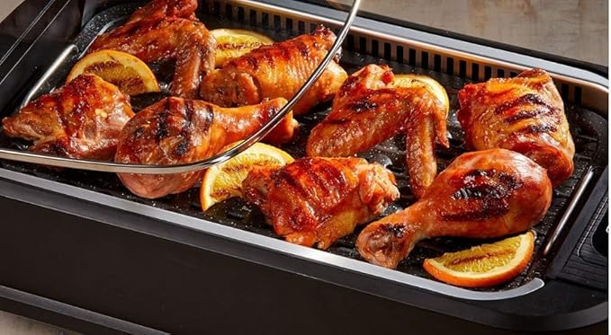 Smokeless Indoor Electric Grill With Tempered Lid Interchangeable Griddle Plate OPEN BOX