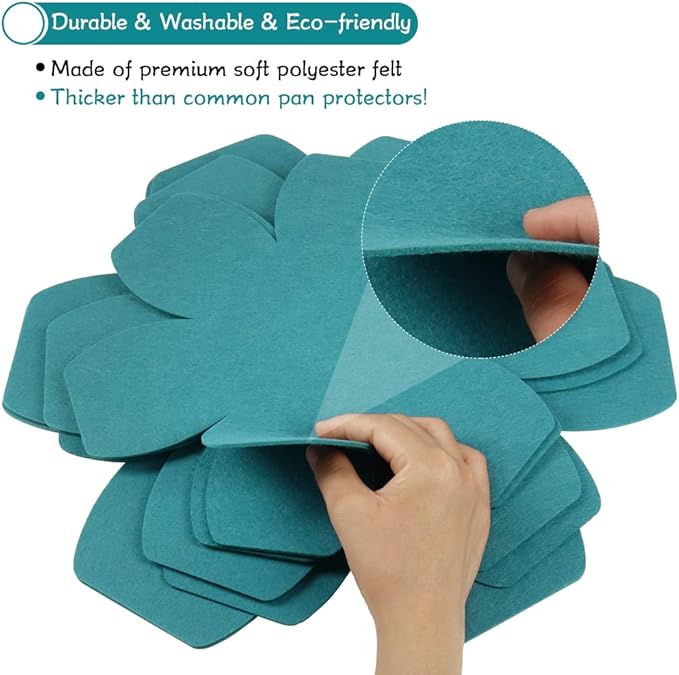 BYKITCHEN Pot Pan Protectors, Larger & Thicker Felt Pan Separators Pads, Set of 6 and 3 Different Sizes, Pot Protectors for Stacking and Protecting Your Cookware