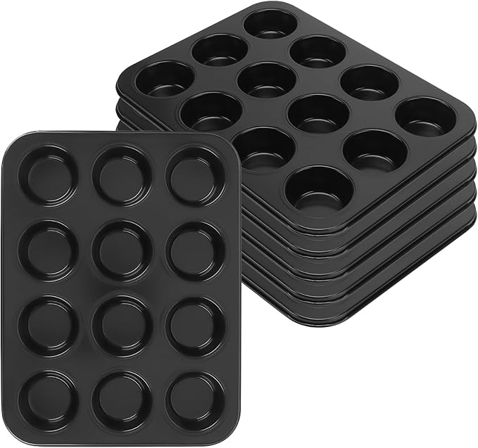 6 Pack 12 Cup Muffin Tin, Carbon Steel Muffin Baking Pan Nonstick Cupcake Pan for Muffins, Cupcakes and Pudding Baking