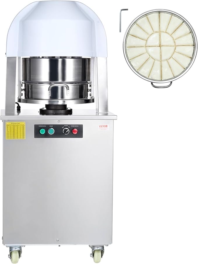 VEVOR Dough Divider,20PCS Electric Dough Divider Machine,2.12oz-9.17oz Equal Dough Press Dough Cutting with 304 SS Tray and Copper Motor Divider for Bakery,Restaurant,Commercial Food Preparation