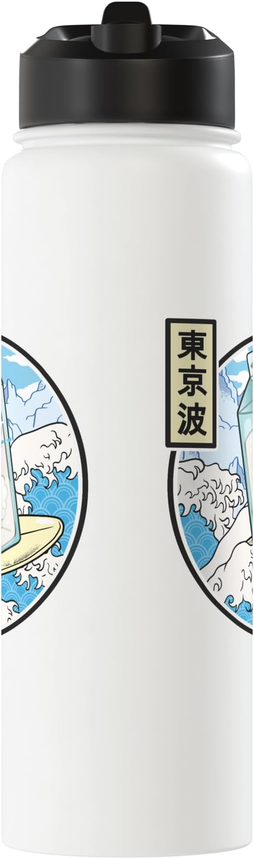 Surfing Milk Carton In Japanese Waves Vaporwave Kawaii Anime Stainless Steel Insulated Water Bottle