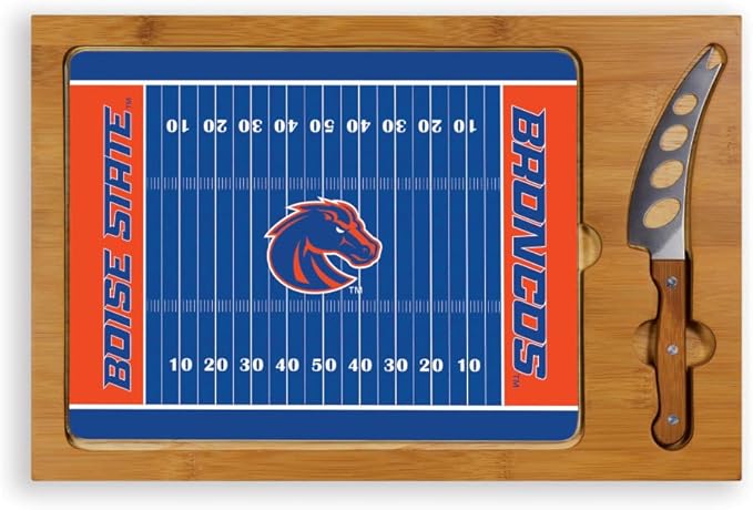 PICNIC TIME NCAA Icon Glass Top Cutting Board & Knife Set, Cheese Boards Charcuterie Boards, Serving Platter, (Parawood & Bamboo)