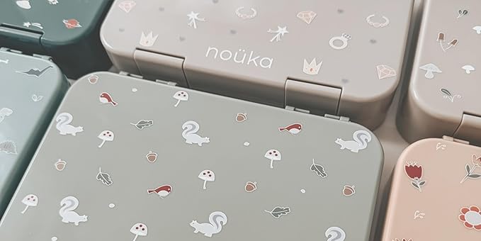 nouka Design Bento Lunch Box | Easy to Open Latches | Spill Proof Design | 6-Compartment Removable Tray | Fairy Bush