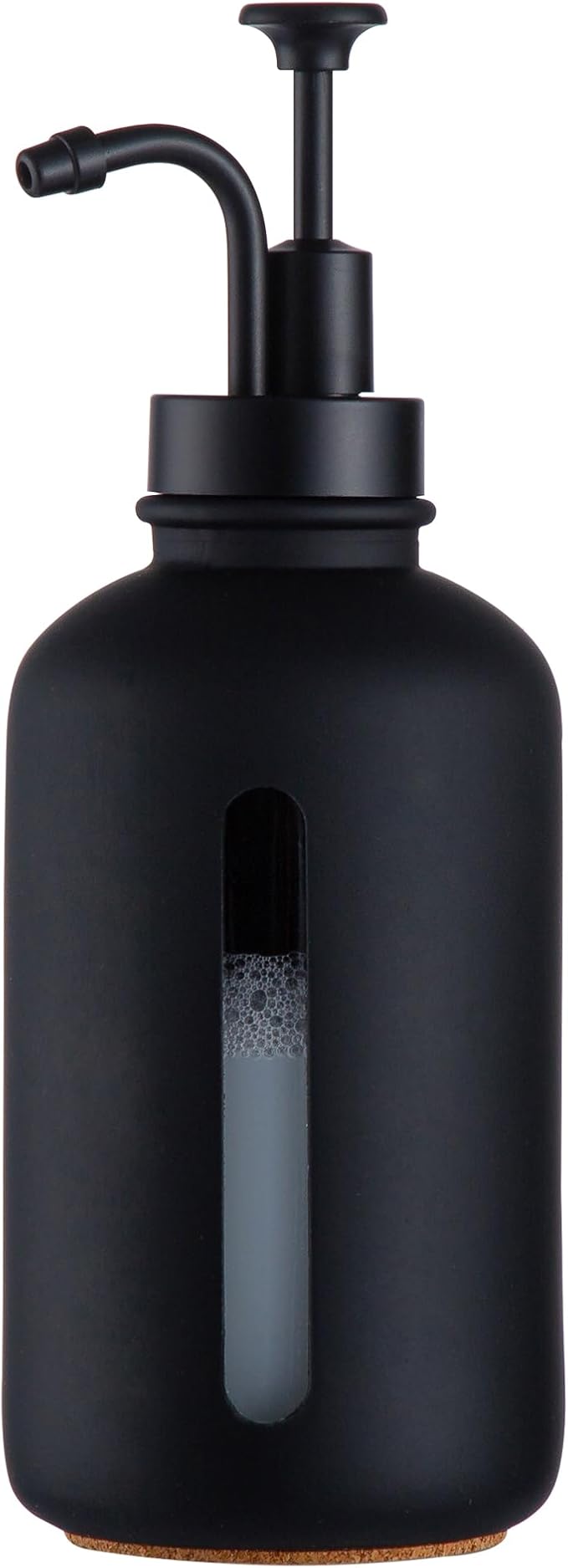 Enra Black Soap Dispenser with Window,17oz Glass Hand Soap Dispenser Stainless Steel Hand Pump,Liquid Soap Dispenser Countertop Lotion Bottle for Bathroom Kitchen(Black-Liquid 2)