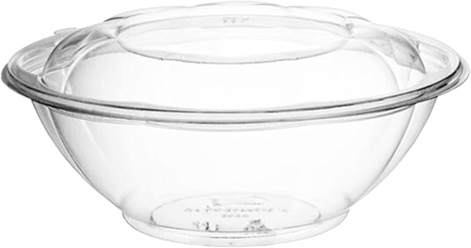 Mr Miracle Clear 24 Ounce Plastic Salad Bowls with Snap-On Lids. 50 Pack. Airtight Disposable Salad Containers for Lunch, Meal Prep, Parties. Ideal as Disposable Salad Bowls with Lids