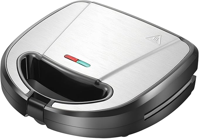 6-IN-1 Panini Press,Grilled Cheese Sandwich Maker,750W,Removable Non-Stick Plates,Easy for Kitchen,Breakfast,Making Sandwich,Waffle and Baking,Gift to Mother,Wife,Friends