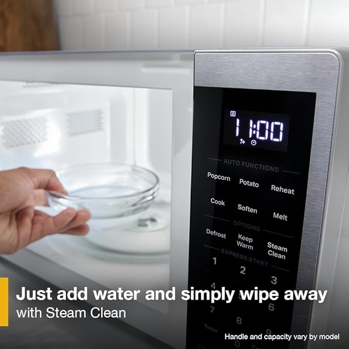 Whirlpool WMCS3019RS Countertop Microwave with Turntable 0.9 Cu. Ft, Steam Clean, 900 Watt Microwave, Stainless Steel