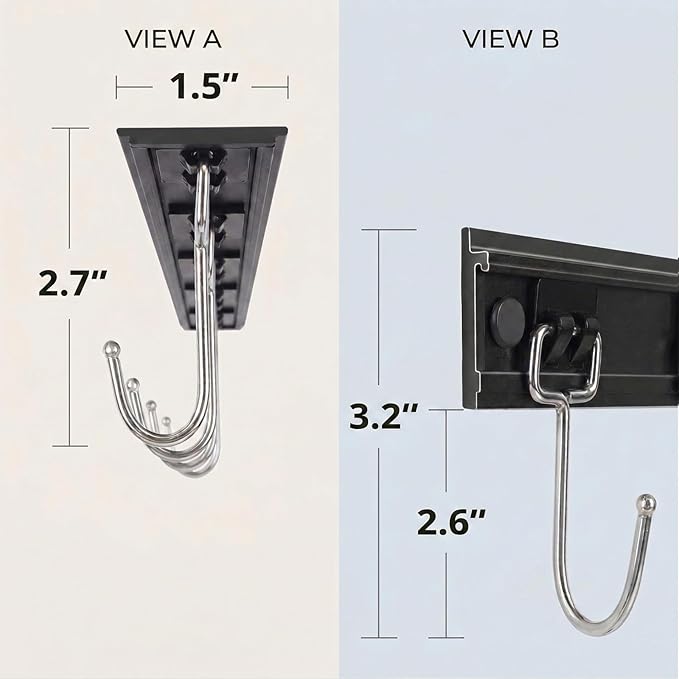 2PCS Utensil Racks with 8 Hooks 17 Inch Kitchen Utensil Holders Hanging Utensil Rack Multifunctional (17 inch)