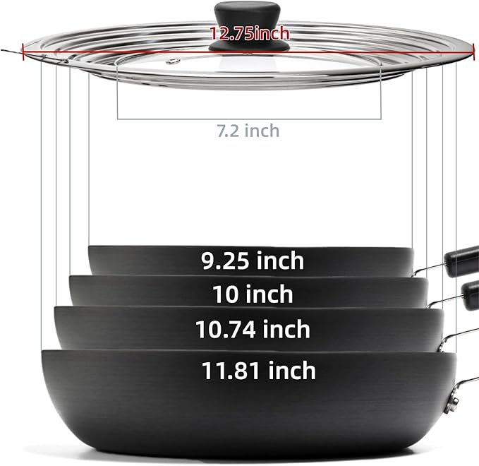 WRINGKIT 2 Pack Universal Lids for Pots Pans, Stainless Steel Replacement Frying Pan Cover with Heat Resistant Knob, Heavy Duty Skillets Cover, Fit 9, 10 Inch Cookware