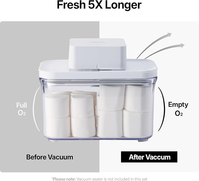 VAKUEN Premium Airtight Food Storage Containers, Rectangular 2PC-SET(2.11qt), Smart One-Click Seal Lid, 100% Leak Proof, Keep Food Fresh Longer, BPA-FREE, Dishwasher/Freezer & Microwave Safe