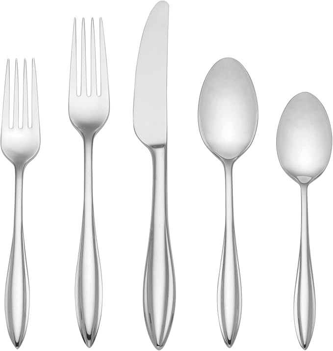 Lenox Sculpt 65-Piece Flatware Set, Metallic