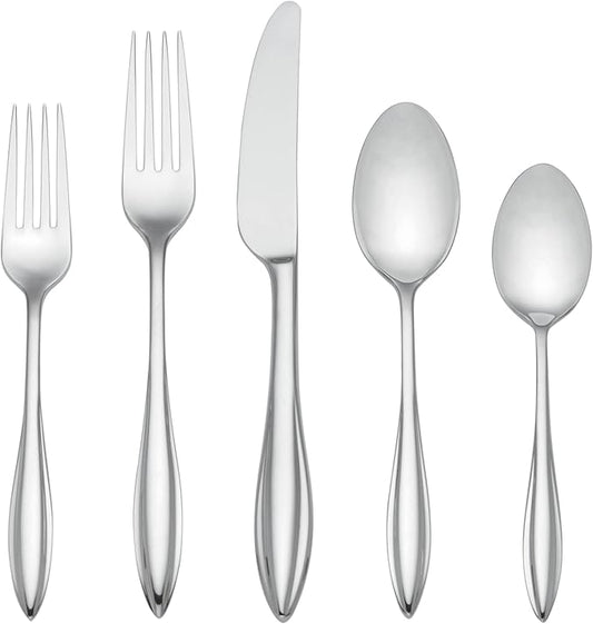 Lenox Sculpt 65-Piece Flatware Set, Metallic