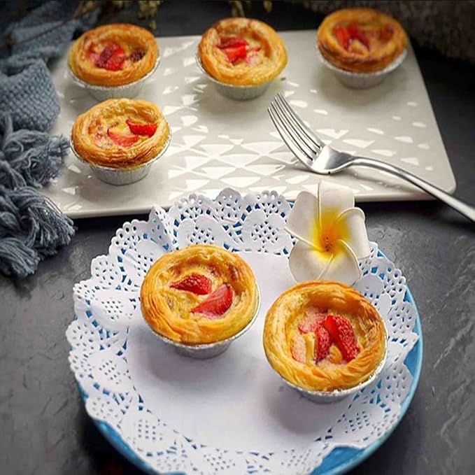 200 Pcs Aluminum Foil Pie Trays, Mini Pie Pans, Disposable Baking Tart Molds, Aluminum Foil Pie Pan for Baking Tart Eggs, Quiche Pie, Caramel Pudding Pie (200 PCS)