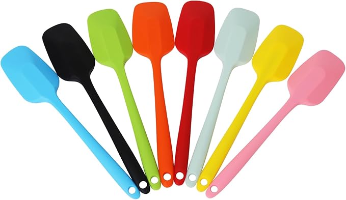 Silicone Spatulas Set of 8, 8.2 Inch Colorful Rubber Spoonulas, Heat Resistant Seamless Non-Stick Scrapers, Flexible Small Spatula Tools for Baking, Mixing, Cooking, Frying, Kitchen Use