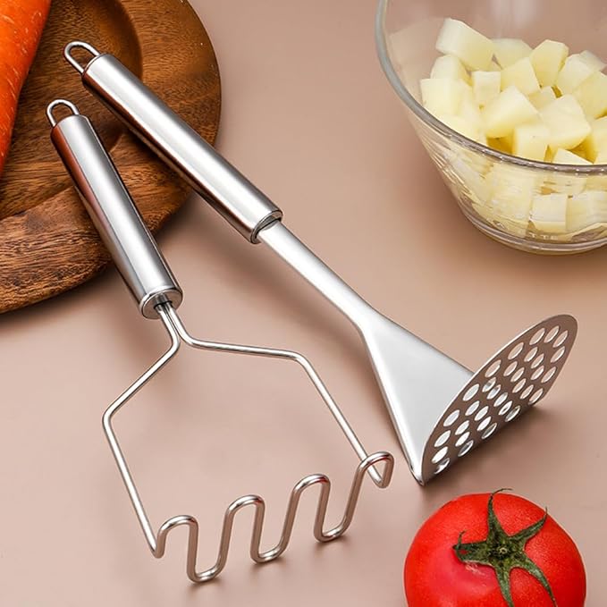 2 Pcs Potato Masher,Stainless Steel Mashed Potato Masher,Efficient Mashing Tool,Heavy Duty Wire Type Masher,Kitchen Masher Tool for Potato,Avocado,Fruits,Vegetables,Easy to Clean