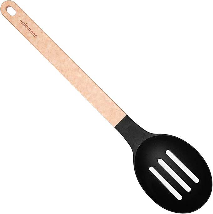 Gourmet Series Nylon Slotted Spoon-Natural Handle with Black Head