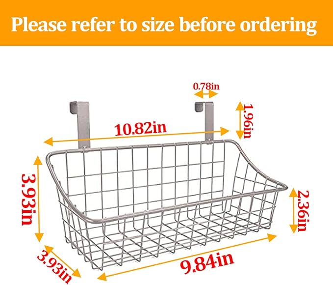 LeleCAT Basket with hook Grid Storage Basket,Hang it behind a door or on a railing,Over the Cabinet Door,Champagne Gray,2 Pack