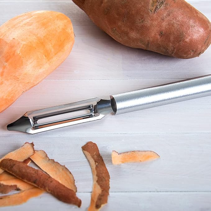 Rada Cutlery Deluxe Vegetable Peeler (R141), 2" Stainless Steel Swiveling Blade, Silver Handle