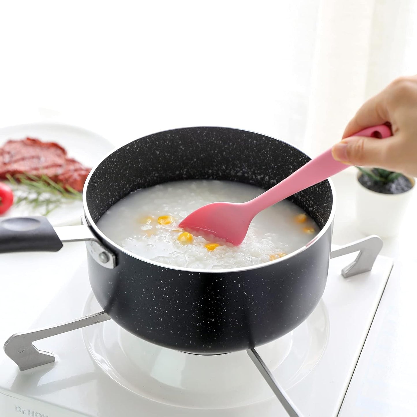 Nonstick Saucepan Set - 1 Quart and 2 Quart,Ultra Non Stick Sauce Pan Small Pot with Glass Lid,Great for Home Kitchen Restaurant,Black