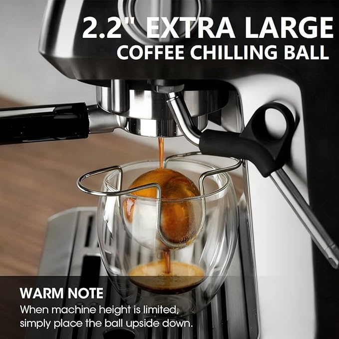 AIEVE XL Espresso Cooling Ball, 2 Pack Upgraded Large Coffee Chiller, Stainless Steel Chilling Ball Iced Coffee Accessories Espresso Accessories for Nespresso Breville Espresso Machine