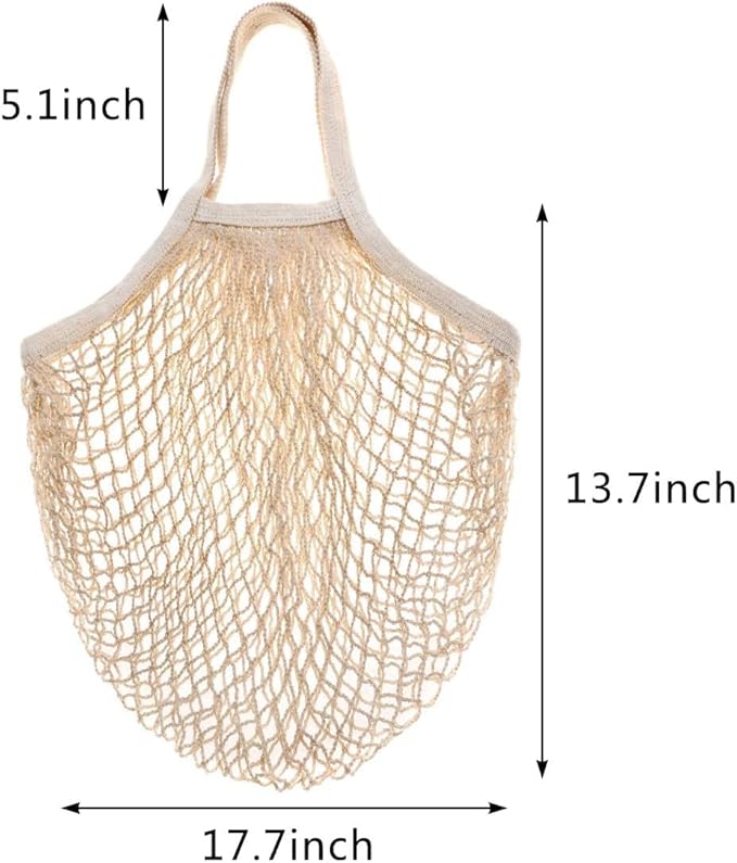 CABAX Cotton Mesh Produce Bags, Reusable Grocery Fruit Food Bags, Net String Shopping Tote Bag, Pack of 2