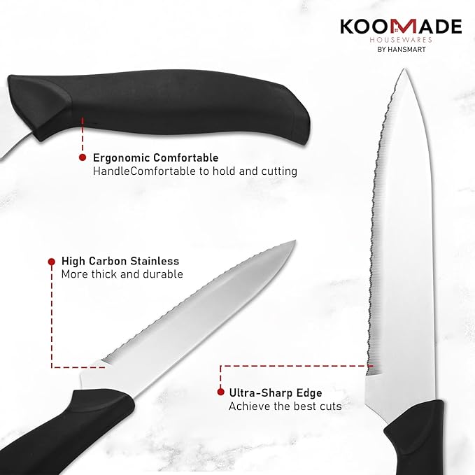 Knife Set With Block, Cutlery Essentials 23 Pieces Kitchen Stainless Steel Knife Block Sets With Cutting Board，Shears，Paring，Utility，Santoku，Steak Knives，Dishwasher Safe Cutlery Block Set