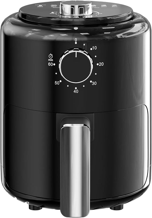 Compact Air Fryer Small 2QT, 4-in-1 Small Mini Airfryer, Bake, Roast, Reheat, 98% Less Oil, Adjustable Temperature Control w/ 60min Timer, Quiet, Nonstick & Dishwasher Safe Basket, BPA-Free, Black
