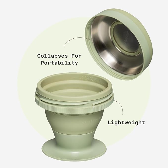 Corkcicle Coffee Palmpress - Single Serve - Portable Pour Over & French Press - Stainless Steel Filter - Collapsible - Holiday Gift - Great for Gifting Warmth - 8 oz - Sage Green