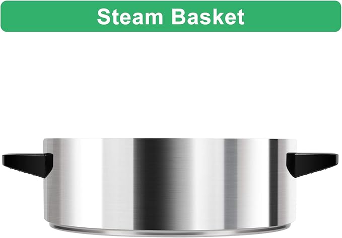 Secura Steamer Basket 304 Stainless Steel Food Steamer 1 Tier for 8.5 Quart Electric Food Steamer