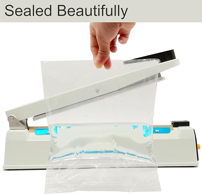 Impulse Heat Sealer 12 Inch 5mm Mylar Bag Sealer, Iron Shell Sealer, Plastic Bag Sealer Machine, with 4 Replacements Kit (2 Cutting Lines Included)